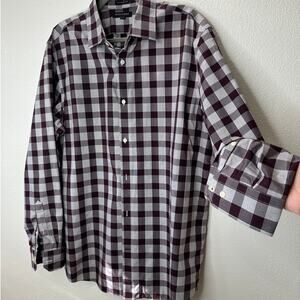Banana Republic Men's Camden Fit Purple & White Plaid Button Shirt XL